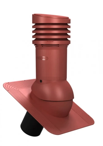 Вентиляционный выход WiroVent EVO E02 изолированный D125/110 мм Н 447 мм для гибкой кровли (при монтаже), RAL 3009 Оксидно-красный