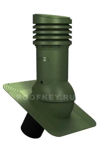 Вентиляционный выход WiroVent EVO E05 неизолированный D150 мм Н 490 мм для гибкой кровли (при монтаже), RAL 6020 Т-зеленый