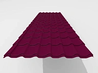 Металлочерепица Interprofil 0,52 Стальной Бархат RAL 3005 (вишнёвый)
