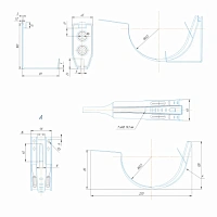 Крюк крепления короткий регулируемый AQUASYSTEM оцинкованная сталь, D 125/90 мм
