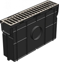 8068 Комплект Gidrolica Light: пескоуловитель для пластиковых лотков ПУ 10.115.32 - пластиковый с решеткой РВ -10.108.100 стальной оцинкованной кл. A15