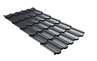 Металлочерепица Grand Line Kvinta plus 3D 0,5 мм PurLite Matt RAL 7024 (т-серый)