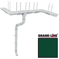 Металлический водосток Grand Line 125/90 мм Granit RAL 6005 (Зеленый мох)